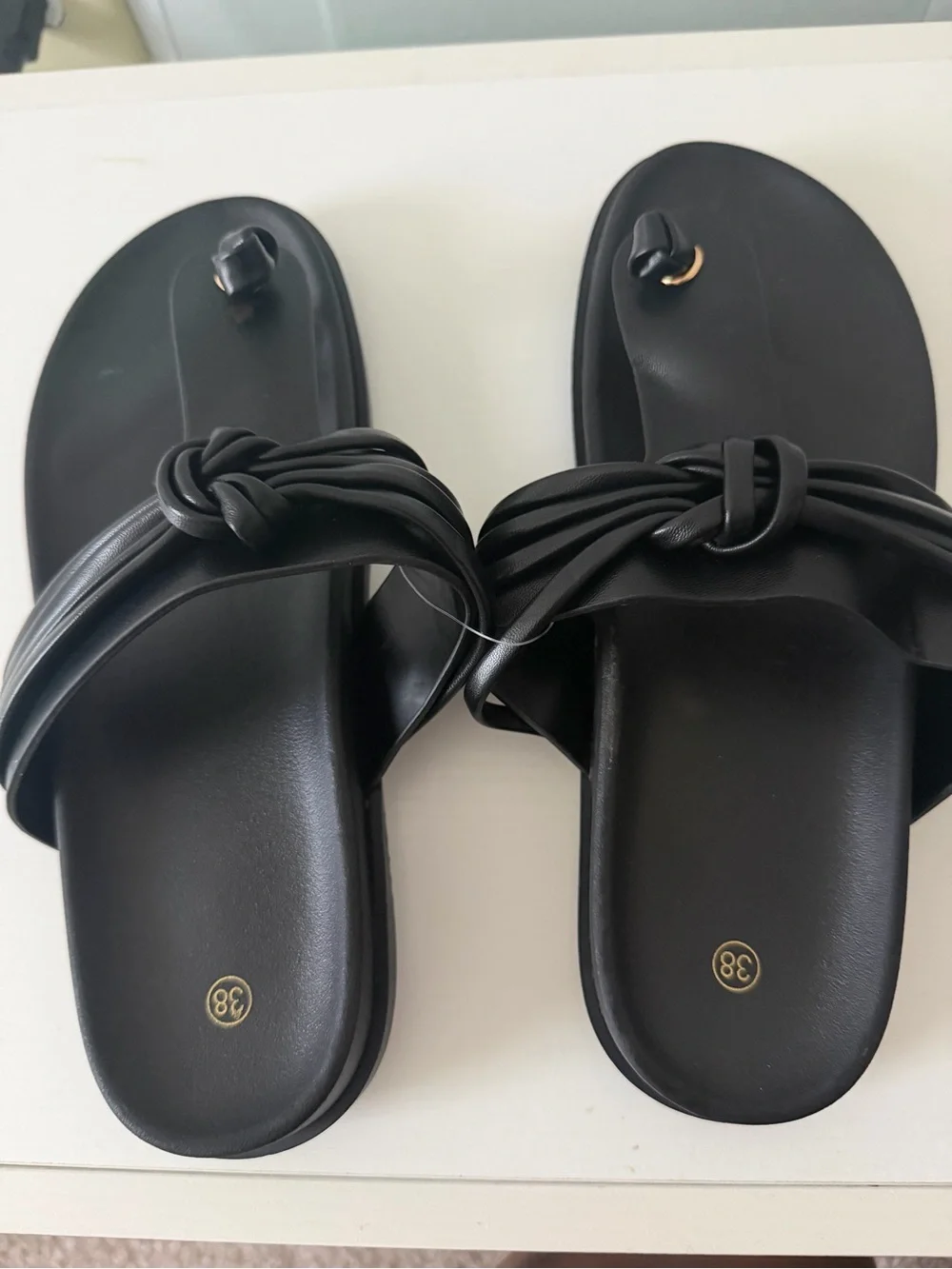 No Boundaries Black Knotted Toe-Loop Sandals